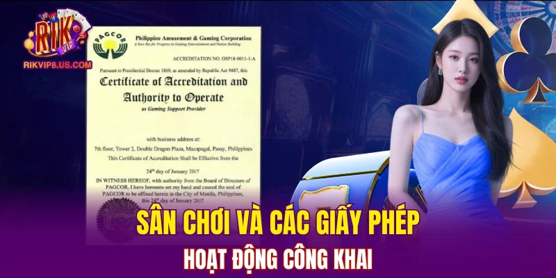 Sân chơi và các giấy phép hoạt động công khai
